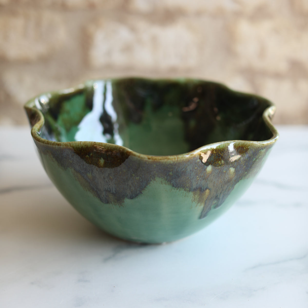 Large frilly Green & Gold
