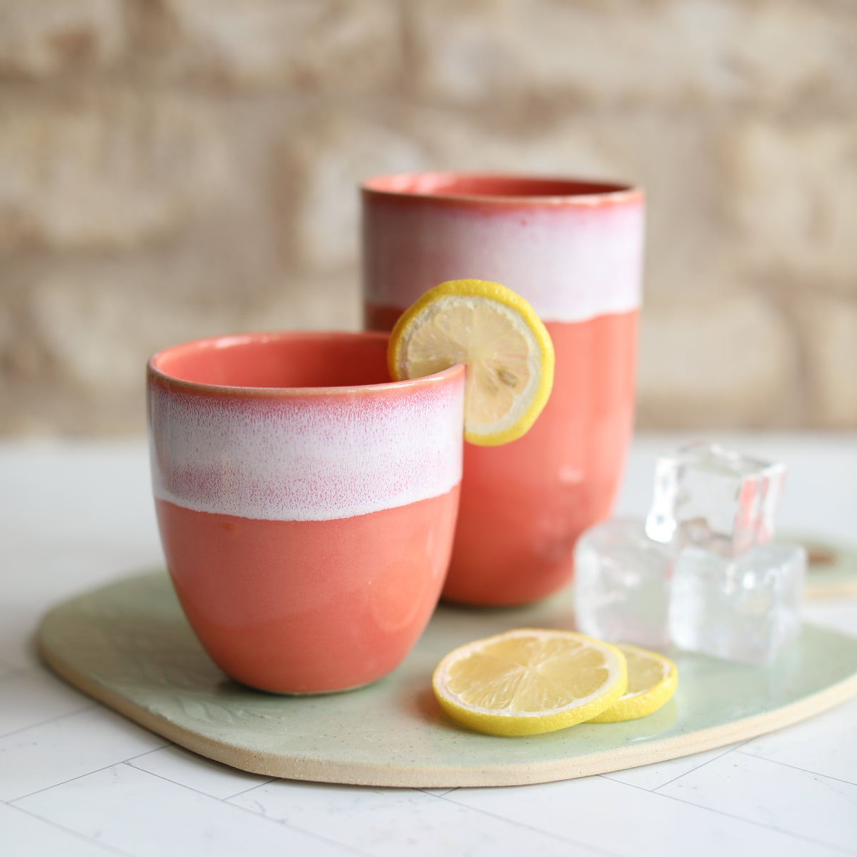 Coral Pink Ceramic Cups