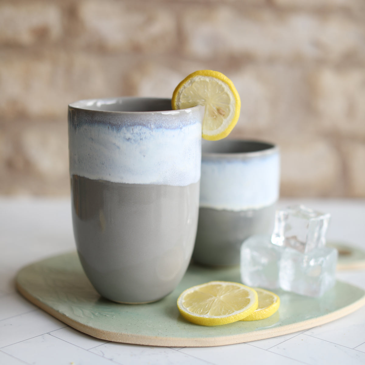 Seafoam Grey Ceramic Cups