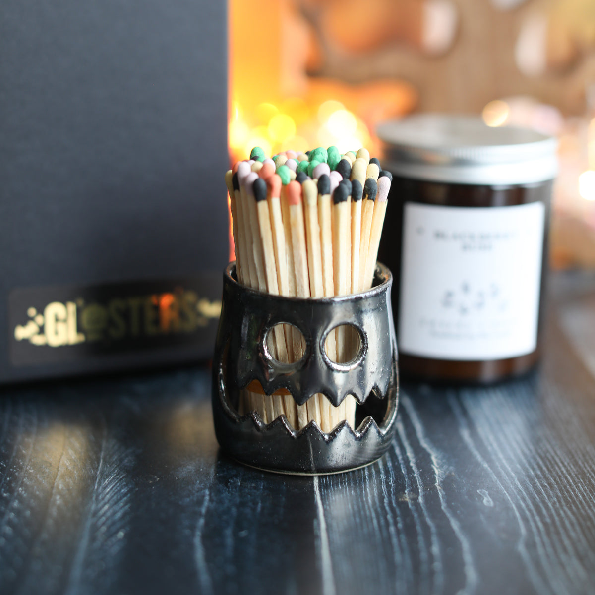 Spooky Candle and Match Pot Set