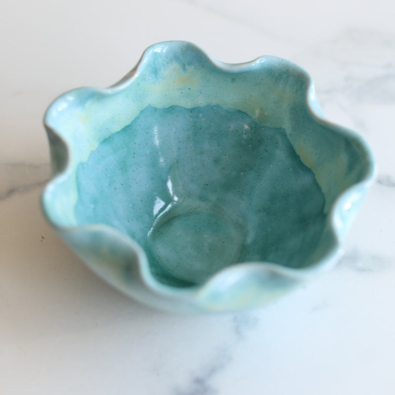 Small frilly Turquoise Bowl