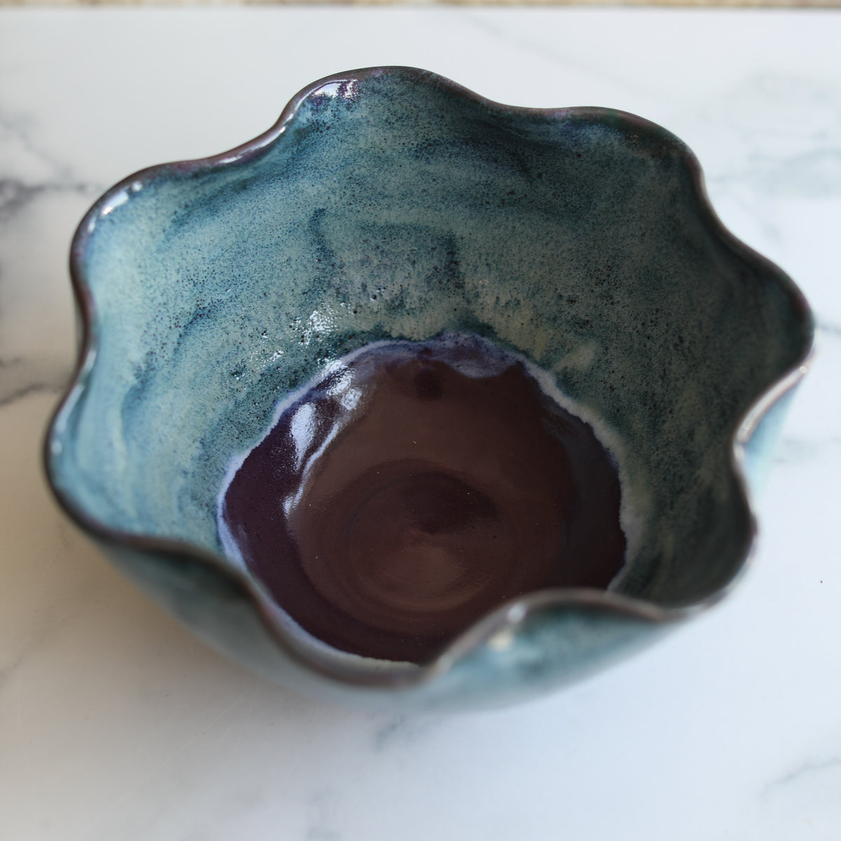 Large frilly Purple Bowl