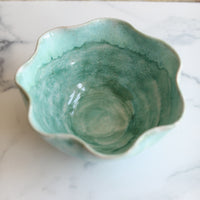 Large frilly Mint & Green Bowl