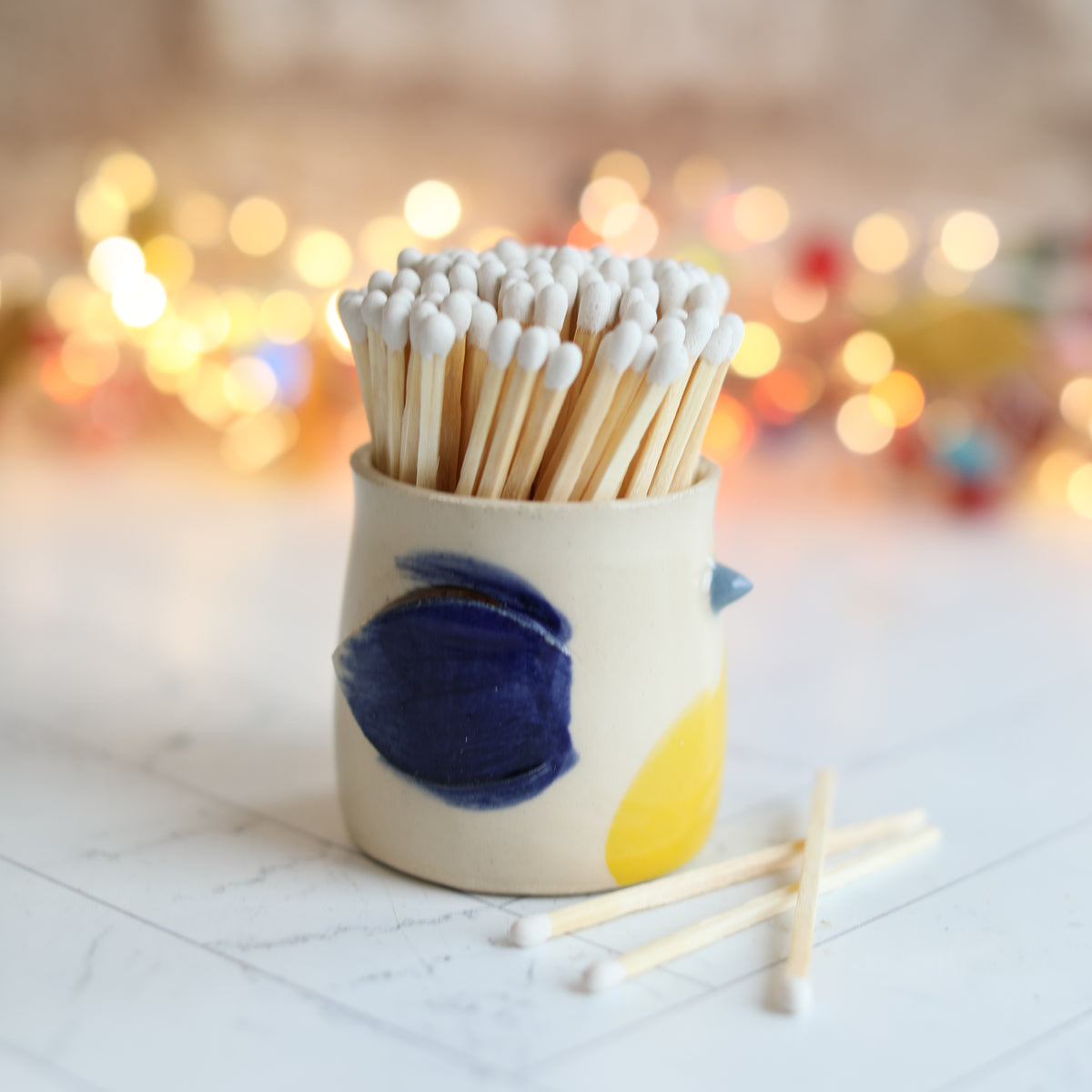 Blue Tit Match Pot- white matches