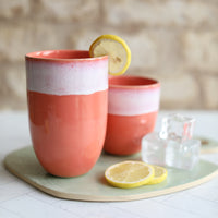 Coral Pink Ceramic Cups
