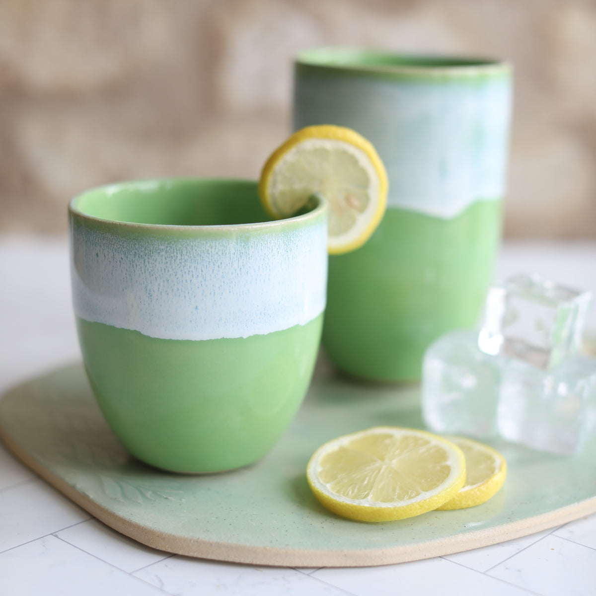Pea Green Ceramic Cups