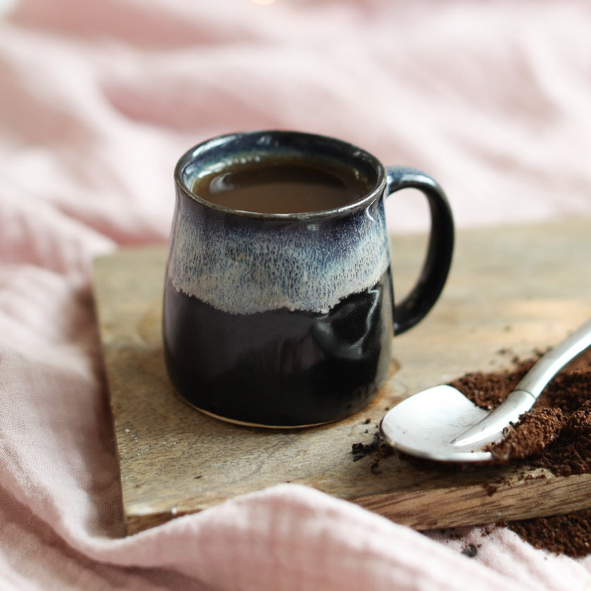 A black espresso cup from Glosters. 